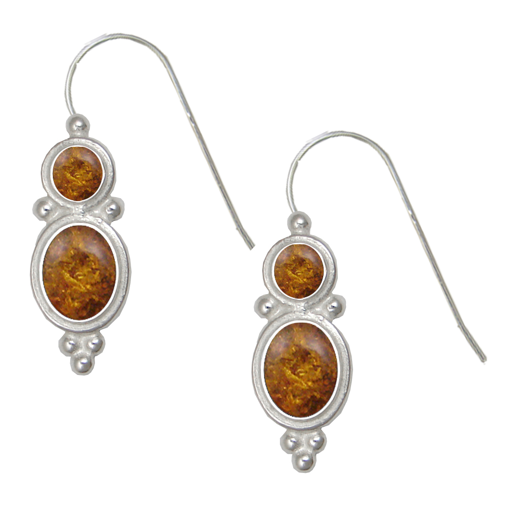 Sterling Silver Drop Dangle Earrings Amber